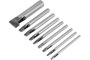 TOMOTATO Perforadora Hueca de Cuero de 9 Piezas, Perforadora Ovalada de Acero al Carbono, Perforadora de Cuero, Kit de Perforadora de Forma Ovalada para Correa de Reloj, Cinturón de Lona de 2 mm