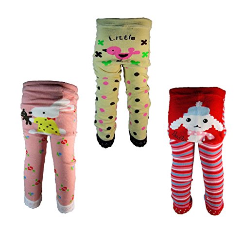 [Backbuy] 3 Pants 0-24 Months Baby Girls Toddler Leggings trousers Knitted pants A2A3A4 (12-18 Months)