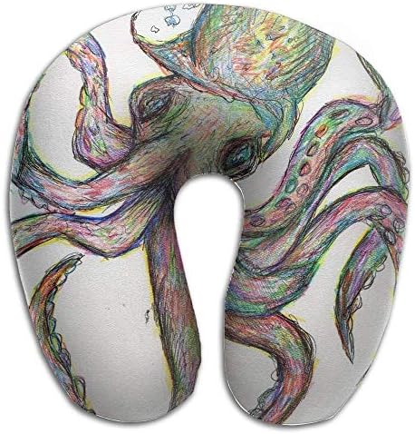 Wdskbg Colour Octopus On Paper Print U Type Pillow Memory Foam Neck Pillow for Travel and Relief Neck Pain Comfortable Super Soft Cervical Pillows