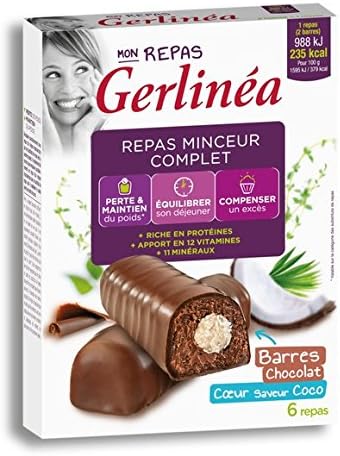 Gerlinéa - Barre repas chocolat coeur saveur coco - La boite de 372g - Price Per Unit