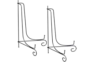 Tincogo (2 piezas) Hierro Pantalla Soporte Negro Hierro Caballete para libros de cocina, fotos, platos decorativos ,Bowl ,placas, tablets,17 pulgadas