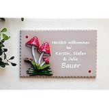 Keramiktürschild Drei Glückspilze: