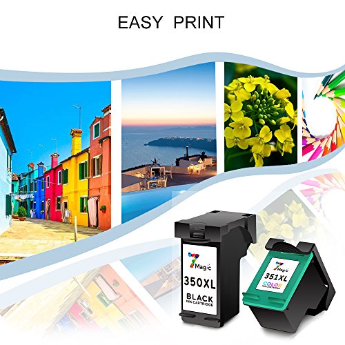 7Magic Cartucho Remanufacturado de Tinta HP 350 351 XL  1 Negro y 1 Tr  -colour  de Alta Capacidad Compatible con HP photosmart C4280 C5280 C4585 C4472 C4340 C4380 Deskjet D4260 D4200 D4300 Officejet J5730 J5780 J6415 de Impresora