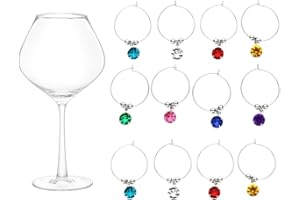 UPKOCH 16 Stück Weinglas Bezaubert Bunte Diamanten Glasmarkierungen Trinkbecher Kennung für Geburtstag Hochzeit Bar Party (Gemischte Farbe)