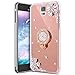 Produktbild Galaxy Note 4 Hülle,Galaxy Note 4 Schutzhülle,KunyFond Glitzer Silikon Spiegel Hülle Bling Glänzend Glitter Diamant Strass Blume TPU Silikon Schutzhülle mit 3D Glitzer Ring Stand Holder Silikon Mirror Case Handyhülle Ultra Dünn Spiegel Handytache Crystal Kirstall Clear Durchsichtig Stoßdämpfend Transparent Weichem Flexible Kristallklar Schutzhülle Handy Gürtel Tasche Hülle Case Cover Fall-Abdeckung Etui TPU Bumper Schale für Samsung Galaxy Note 4,Roségold