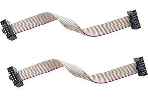 TREADAX Treedix 2PCS IDC Ribbon Connector Flat Ribbon Cable Jtag Cable 1.27mm Pitch 2 Row 10 Pins Connector Female to Female Wires SWD Cable Length 150mm/5.9in for JTAG/ISP Connecting