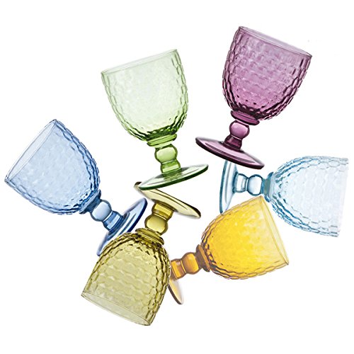 Nador Opera Mix Colours Wine Glasses, Porcelain, Multi-Colour, 0.1 x 0.1 x 0.1 cm
