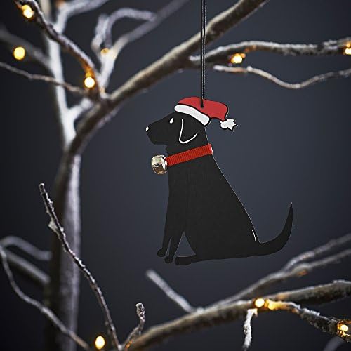 Sweet William Set of 4 Black Labrador hanging Christmas tree decorations