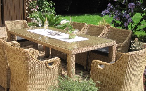 Sitzgruppe Garten Garnitur Tisch und 8 Sessel / Sthle Rattan Polyrattan Geflecht Gartenmbel natur-beige-braun Neapel8 Sitzgruppe Garten Garnitur Tisch und 8 Sessel / Sthle Rattan Polyrattan Geflecht Gartenmbel natur-beige-braun Neapel8