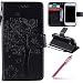 Produktbild Lederhülle für Galaxy S3 Mini,Galaxy S3 Mini Neo Schutzhülle,Hpory Retro Elegant Katze und Baum Muster Lanyard Strap Ledertasche Handyhüllen im Bookstyle PU Leather Wallet Case Flip Cover [Kartensteckplätze] Ledertasche mit Magnetverschluß und Standfunktion Cover Case Premium PU Leder Und Silikon Innenschale Anti-Staub Anti-Kratzer und Shockproof Telefon Tasche Handytasche Schutzhülle für Samsung Galaxy S3 Mini + 1 x Hpory Stylus-(Schwarz)