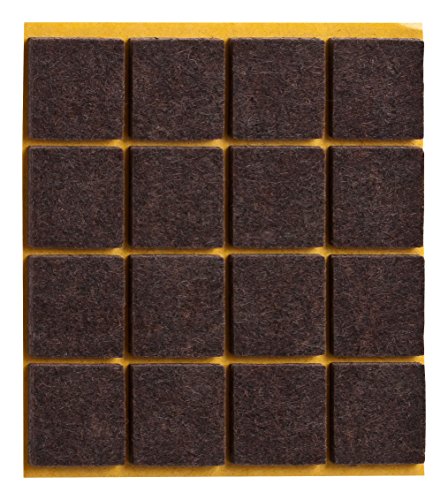 haggiy® Filzgleiter, selbstklebend, eckig, 22x22mm, braun (16 Stück)