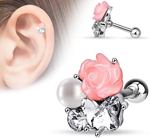 Fimo Flower Tragus Cartilage Ear Piercing