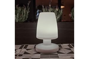 MiniSun | Contemporary Petite IP44 Rated Outdoor White Mushroom Table Lamp | Table Lamps, Home Décor & Improvement Essential | Integrated Rechargeable RGB LED | Colour Changing