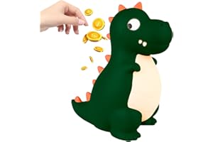 NIZIRIOO Skarbonka Dinozaur Dzieci Dinozaury Skarbonka: Skarbonka Dinozaur Dziewczęta Chłopcy Skarbonki do dekoracji, Niełamliwa skarbonka, Bezpieczny materiał PVC (Zielony)