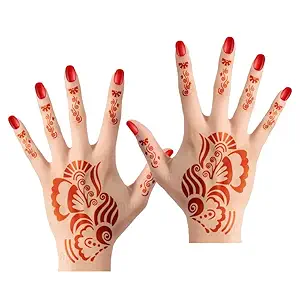 Apcute Henna Stickers Set of - 2 Piece | Mehandi Tattoo stencil for Women, Girls and kids Easy to use in just 4 steps Latest Design Collection | Design No - APCUTE-H16