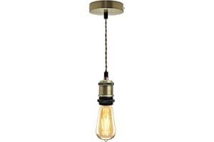 LONG LIFE LAMP COMPANY Industrial Vintage Brass Pendant Ceiling Light Lamp Holder Antique Retro E27 Fitting M0010-AB