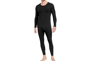 wirarpa Men's Thermal Underwear Set Cotton Warm Base Layer Lightweight Long Sleeve Top & Pyjama Bottoms