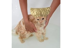 SIQITECH Duschhaube Haustier Bademütze Wasserdicht Hundehüte Verstellbar Badekappe für Katze Hunde Badezubehör Haustierhaube Ohrenschutz Duschhaube Hundeduschekappe Elastisch Gummiband Katzenhut Heimtierbedarf