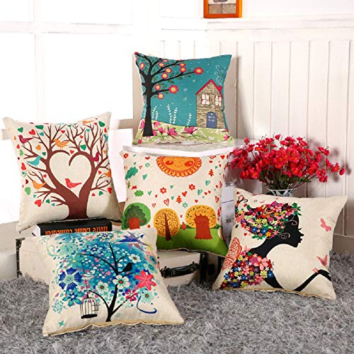 AEROHAVEN™ Set of 5 Multi Colored Decorative Hand Made Jute/Cotton Cushion Covers 16