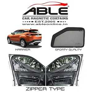 Able Sporty Car Magnetic Sun Shade Curtains with Zipper for TATA Harrier Set of 4