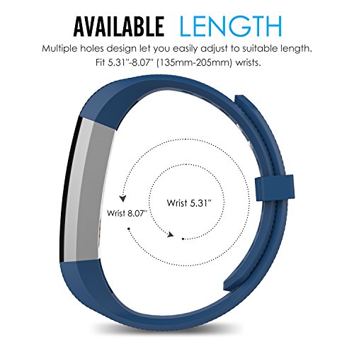 MoKo Fitbit Alta / Alta HR Armband – TPU Sport Fitness Ersatzschweißband Ersatzarmband Fitnessarmbänder Handgelenk-Bügel Sportarmband mit Verschluss für Fitness Armband Alta / Alta HR, Marineblau - 6
