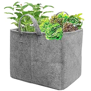 HIPPO - Rectangle Grow Bag Pots - Non Woven - for Plants & Gardening - Grey Color (3 Pcs, 12