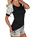 Produktbild Damen T-shirt Spitze Ärmel, Sunday Damen Mode Frauen Sommer Bluse Casual Tops Spitze T-Shirt T Kurzarm Mode Shirt (EU 42, Schwarz)