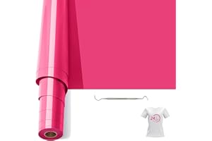 Bocguy Vinile Termoadesivo per Tessuti Rosa Rosso, 30.5 CM X 610 CM Rotoli di Vinile Trasferimento Termico con Gancio, Termovinile per Cricut e Cammeo (Rosa Rosso)