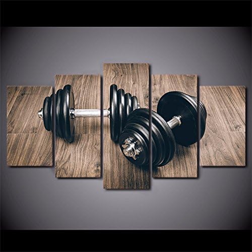 Include Frame Canvas Wall Art Painting Abstract Pictures Home Decor Framework 5 Pieces Fitness Gym Sports Dumbbells Posters Oil Prints,Size 3