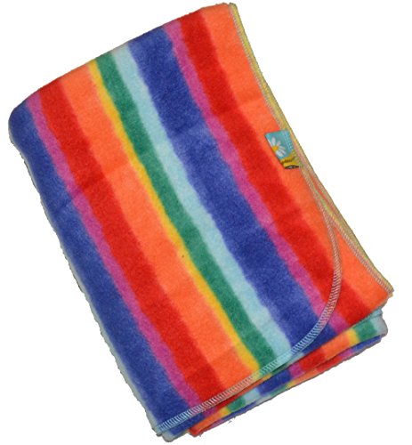 Cornish Daisy Rainbow Striped Design Polyester fleece baby or toddler blanket