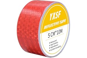 YXSF Red Reflective Tape,5 CM×10 M Reflector Tape Strips,high Viscosity Waterproof Reflective Tape for Vehicles Trucks Trailers Cars Boats Ships Motorcycles Bike Outdoor.…