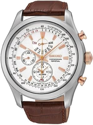 Seiko Montre Homme Chronographe Quartz avec Bracelet en Cuir – SPC129P1