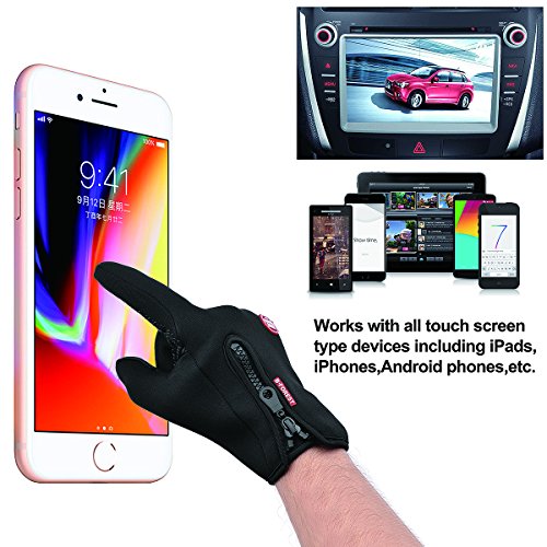 BCMRUN Gants de vélo, imperméable Coupe-Vent Anti-dérapant écran Tactile réglable Taille Hiver extérieur Unisexe vélo… – Image 4