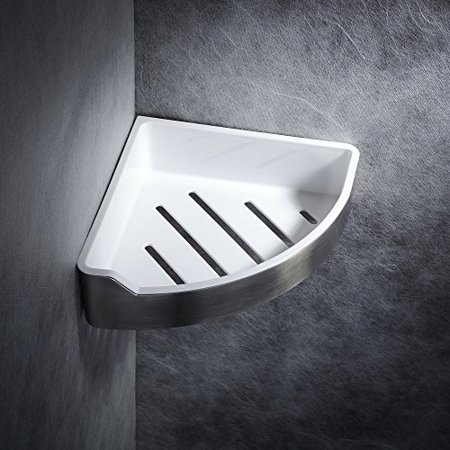 Beelee Eckablage Premium Edelstahl rostfrei+ABS, 22 x 6.5 cm, Gebürstetes Nickel - 3