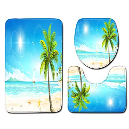 LEEDY 3pcs Sun scenery Style Rugs Floor Mat Toilet Carpet Living Room Bedroom Home Decor