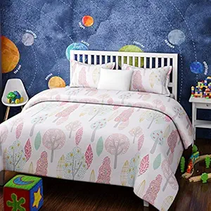 Urban Dream Kids Cotton Tree Print Pink and White BEDSHEET Set (Single Bed)