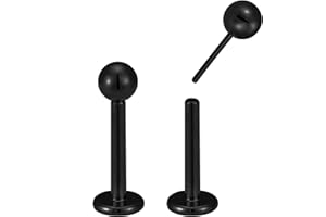 365 Sleepers 2 piezas G23 titanio 20G, 18G, 16G sin rosca, labio Monroe de 6 mm - 8 mm bola trago tabique nasal hélix torre cartílago pendientes joyería para piercing corporal