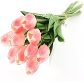 Nettenevime Yapay &Ccedil;i&ccedil;ek Islak Lale Ger&ccedil;eksi Doku 10lu PEMBE