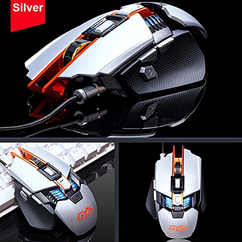 lexonelec   Rat  n Gaming AJAZZ GTX Wired Retroiluminado RGB LED respiraci  n 4000DPI ajustar juego de peso adicional USB   ptico rat  n para gamer de metal Panel   7  botones para PC port  til ordenador