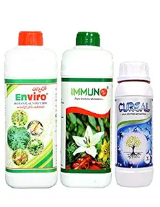 YK Laboratories Enviro Immuno & Cureal (500ml+500ml+250ml) Tomato/Gourd Farming Special for Virus Control, Natural Growth Promoter & Flower Booster