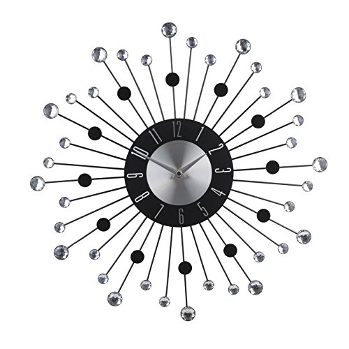 Wanduhr mit Steinen Acryl Metall Sorte wählbar Metalluhr Dekouhr silber Uhr Deko, Design:Design B