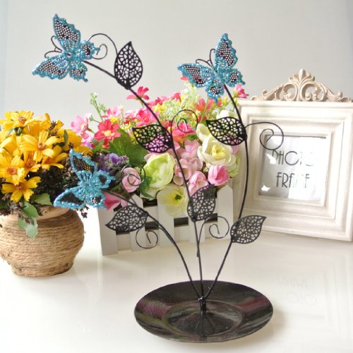 Blau Schmetterling Baum Schmuck Ständer Ohrring Halter Veranstalter Anzeige Rack - 4
