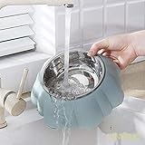 JUNSHUO Gamelle Chat Chien Bowls avec Non-déversement Silicone Tray Inoxydable Bols avec Forme Osseuse Antidérapante Mat Rabattable Cat Travel Feeder Plat Amovible Pet Food Bowl, 400 ML