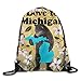 Produktbild I Love You Michigan Drawstring Backpack Travel Bag Gym Outdoor Sports Portable Drawstring Beam Port Backpack