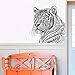 Produktbild guijiumai Tiger Wandaufkleber Mandala Tier Vinyl Aufkleber Muster Abnehmbare Wandkunst Dekor Wohnzimmer Dekoration Schlafzimmer Aufkleber Wandbild grau 42x43 cm