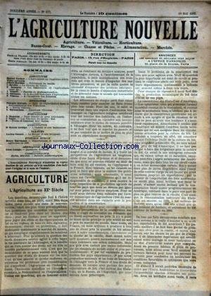 AGRICULTURE NOUVELLE (L') [No 577] du 10/05/1902 - AGRICULTURE PAR VACHER - BERTHOT - DEVILLE - DEMARTY - TROUD - GUENAUX ET VIMEUX - HORTICULTURE PAR NANOT ET MAGNIEN - VITICULTURE PAR GERVAIS ET BATTANCHON - L'OBSESITE ET SON TRAITEMENT PAR GEORGE - LE BERGER ET SON TROUPEAU PAR CORNET - IMPORTATIONS ET EXPORTATIONS PAR MARCHAND en ligne