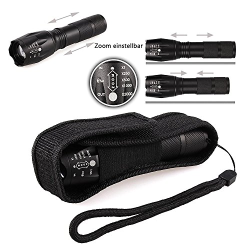 LED Fahrradbeleuchtung, CREE XML-T6 LED Fahrradlampe Set inkl. Frontlicht & 2 Rücklicht, Zoombar, 600LM, 7 Licht-Modi, Farradlicht Set für Radfahren, Camping und täglichen Gebrauch, Wasserdicht Schwarz - 2