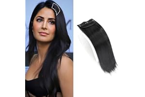 XFSRG Extension Capelli a Clip Capelli Lisci Estensioni Dei Capelli Umani Reali Naturale Capelli in un Unico Pezzo Naturale Adatto per Capelli Diradati（Nero）