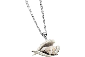 Lidssacde Haustier-Halskette Mit Schlafendem Hund-Anhänger - Süße Engel Halskette - Persönliches Geschenk Für Tierliebhaber - Geschenke Für Jungen Und Mädchen - Ketten Befestigung