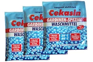 Preisjubel 12 x Cekasin Gardinen-Spezial Waschmittel Konzentrat 125g, Aufheller, Pulver für Maschinen- und Handwäsche bei 30° C und 40° C, Ahrenshof Duft